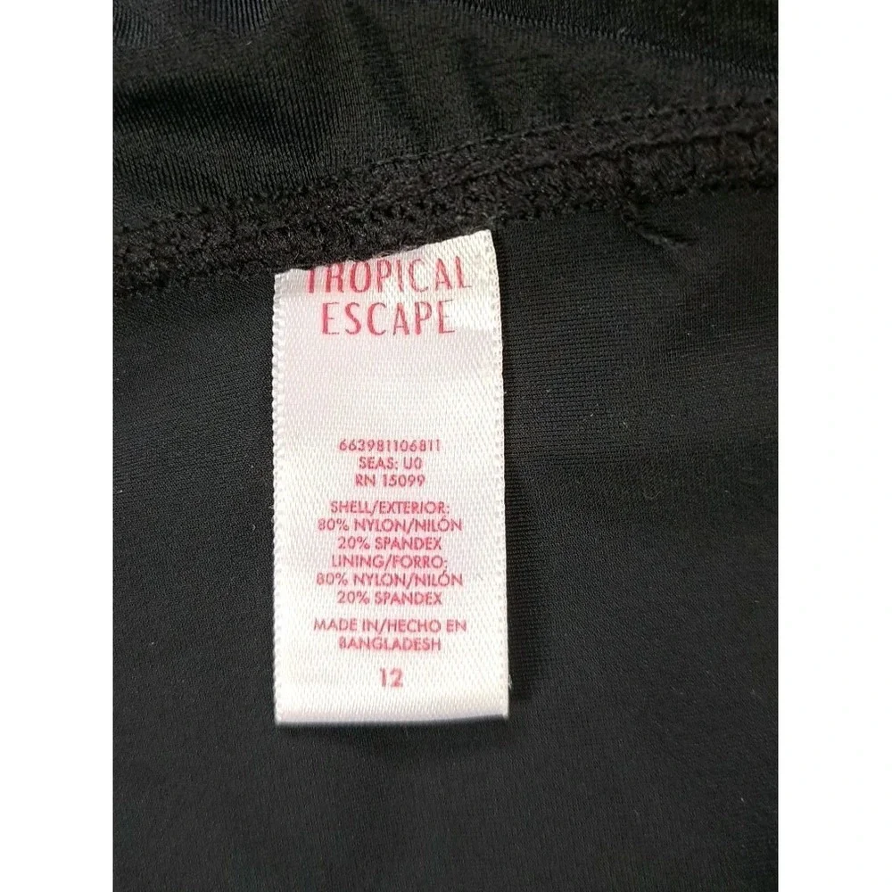 Tropical Escape Swim Shorts 12 Black Tankini Swim Top L Adjustable Straps Padded